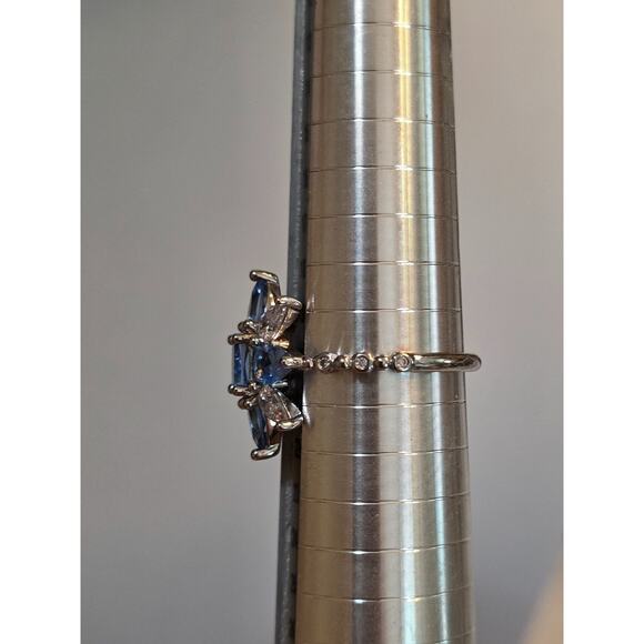 Bomb Party Nautical Starlight lab created light Sapphire rhodium plating Size 9 - Picture 4 of 8